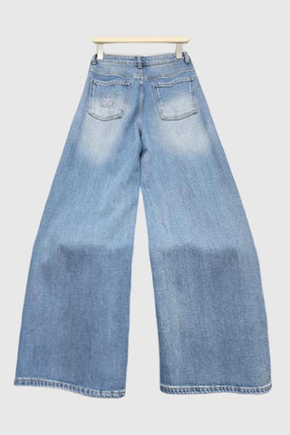 Wide-Leg Straight Jeans with Embellishments