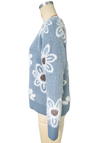 Floral Button-Up Cardigan Sweater