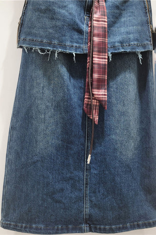 Trendy Layered Denim Skirt