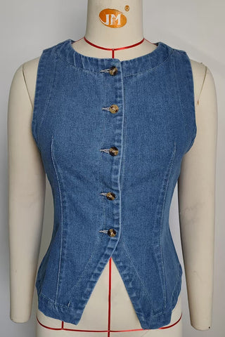 Button-Front Denim Vest