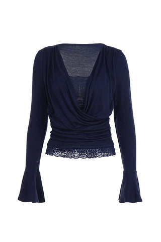 Lace Trim Crossover T-Shirt