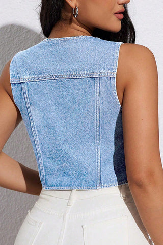 Tie-Front Denim Tank Top