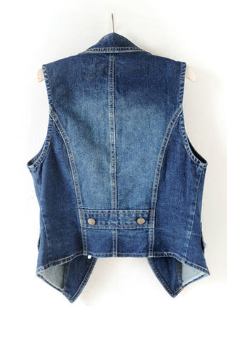 Stylish Button-Front Denim Vest
