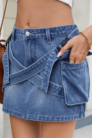 Trendy Wrap Detail Mini Skirt