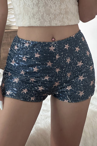 Star-Patterned Sequin Casual Shorts