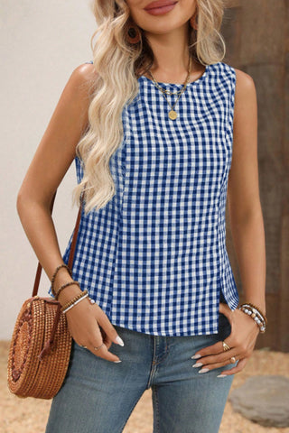 Checked Sleeveless Tank Top