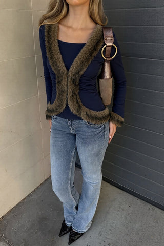 Faux Fur Trimmed Jacket