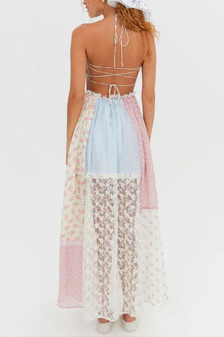Halter Patchwork Maxi Dress