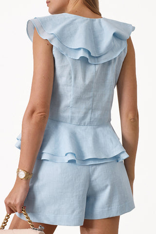 Ruffled Sleeveless Short Set