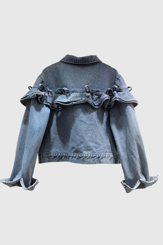 Ruffle-Trimmed Denim Jacket