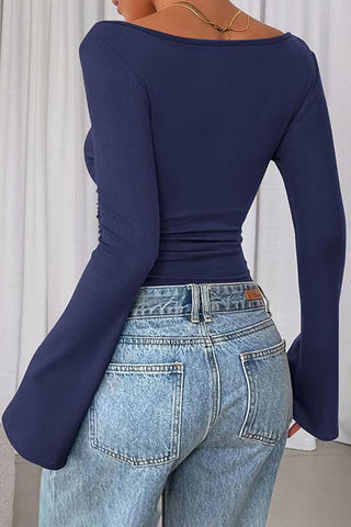 Elegant Wide-Sleeve Blouse