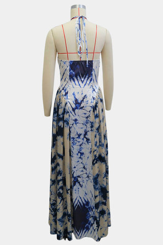 Tie-Dye Halter Evening Dress