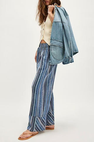 Striped Wide-Leg Casual Pants