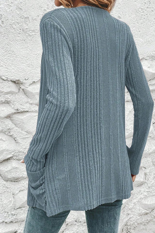 Open Front Knit Top with Pockets