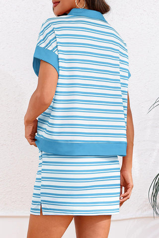 Striped Shirt and Skirt Set