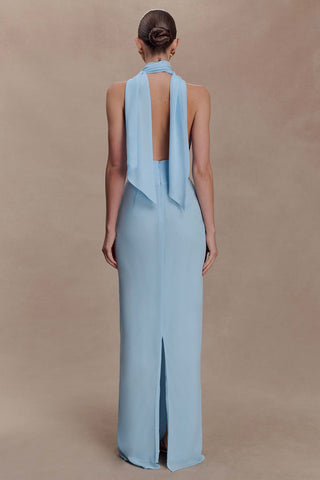 Polka Dot Halter Evening Dress