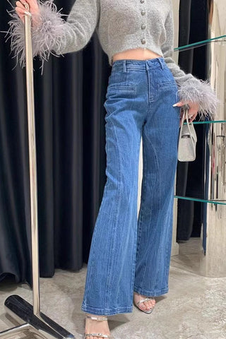 Bow Detail Denim Straight Jeans