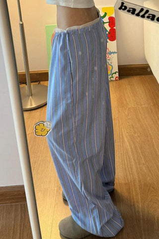 Striped Drawstring Casual Pants
