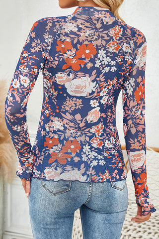 Floral Mesh Long Sleeve Top