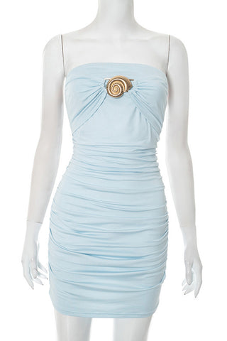 Strapless Ruched Casual Dress