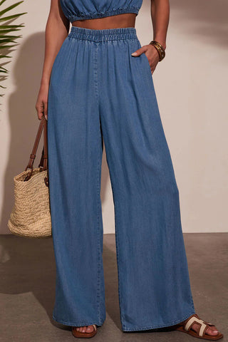 Sleeveless Elastic Waist Pants Set