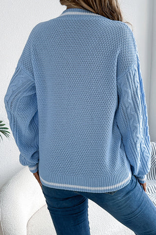 V-Neck Cable Knit Sweater