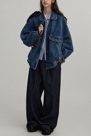 Oversized Button-Up Denim Jacket