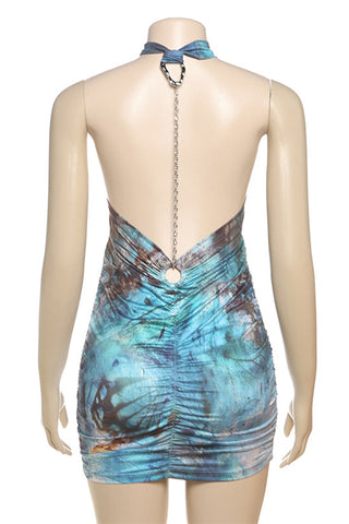 Halter-Neck Plunge Vacation Dress