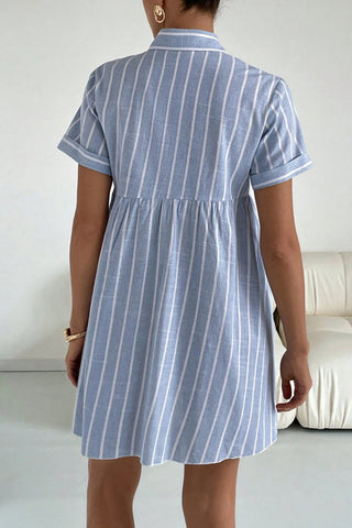 Striped Button Front Mini Dress