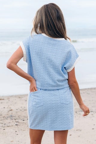 Contrast Trim Crewneck Tee & Skirt Set