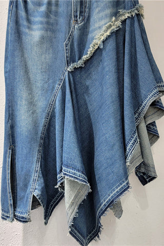 Asymmetrical Hem Denim Skirt