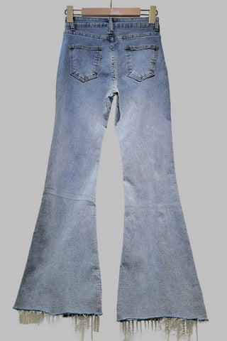Floral Embellished Flare Jeans