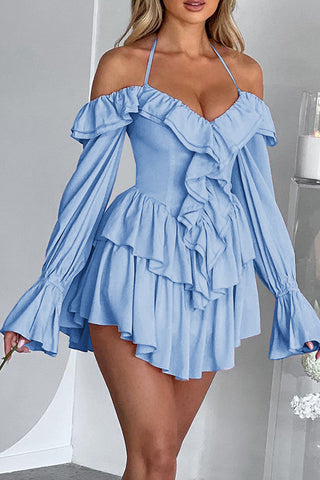 Off-Shoulder Ruffle Mini Dress