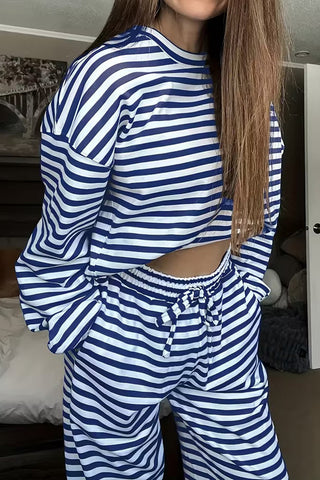 Striped Relaxed-Fit Pants Set