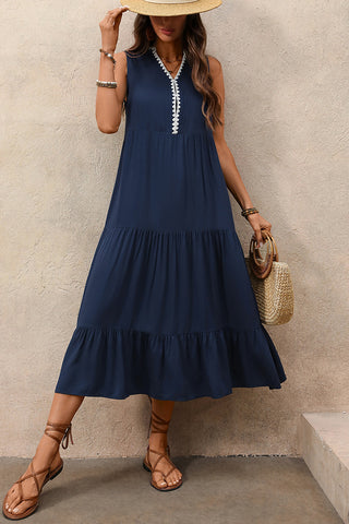 Sleeveless V-Neck Tiered Dress