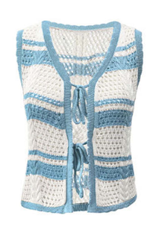 Tie-Front Crochet Sweater Vest