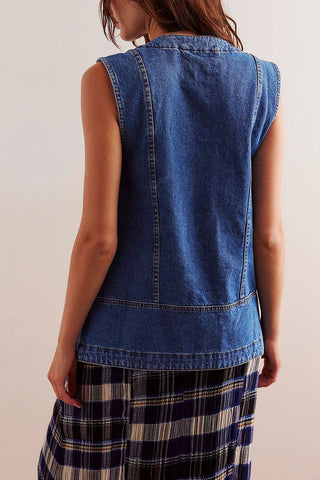 Button-Front Denim Vest