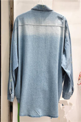 Embellished Button-Up Blouse