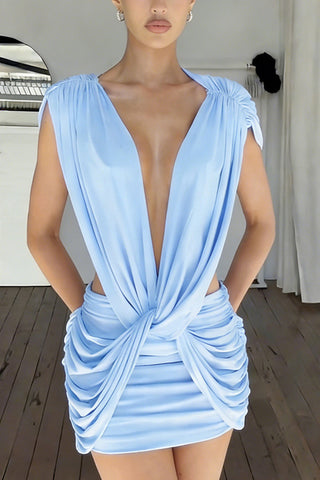 Twist-Front Casual Mini Dress
