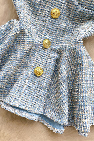 Button-Front Peplum Tank Top