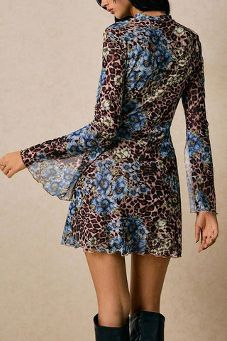 Floral and Print Patterned Casual Dress