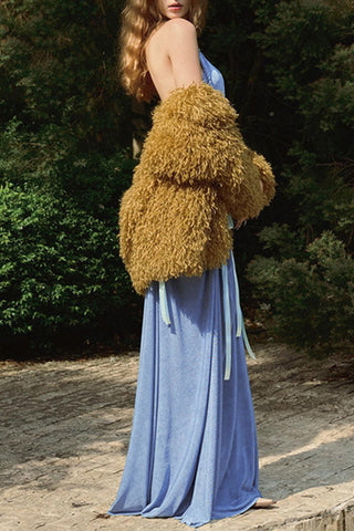 Braided Halter Evening Maxi Dress