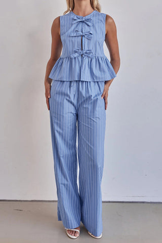 Striped Peplum Pants Set