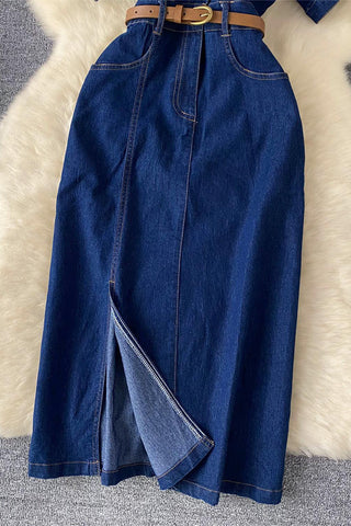 Button-Up Denim Midi Dress