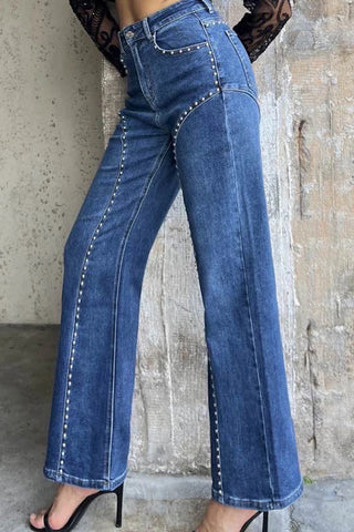 Studded Straight-Leg Jeans