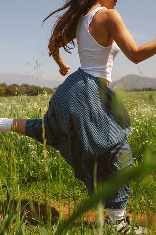 Gingham Maxi Skirt with Elastic Waist