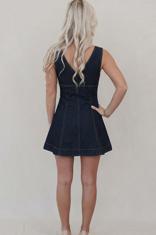 Zip-Front Denim Dress