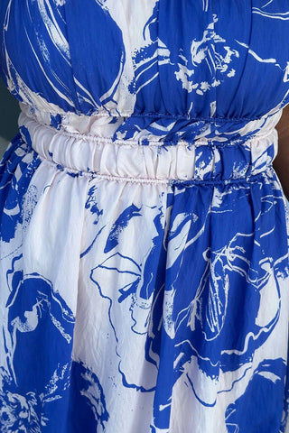 Boho Floral Ruched Strap Dress