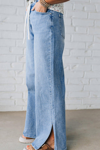Split-Hem Straight Jeans