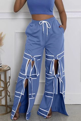 Tie-Detail Wide-Leg Casual Pants